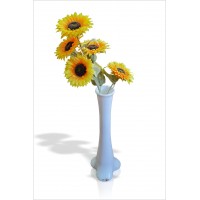 En Kaliteli Nefis Uzun Beyaz Geniş Tabanlı Filayağı Vazolu Büyük 5li Yapay Sarı Günebakan Ayçiçeği