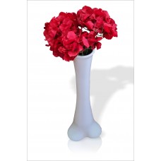 Kaliteli Düz Beyaz Konik 60 Cm İnce Belli Geniş Tabanlı Vazo Büyük Kırmızı Ortanca Kaliteli Çiçek