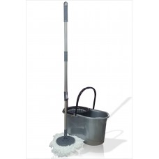 Büyük 19 Lt. Mikrofiber Döner Başlıklı Otomatik Kendinden Sıkmalı Yassı Tekerlekli Mop Mob Temizlik Seti Paspas Takımı Uzun Döner Hareketli Başlıklı Saplı