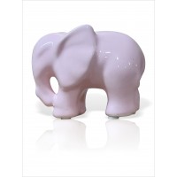 Parlak Yüzeyli Kauçuk Pabuçlu 12 cm Seramik Pembe Fil Tv Yanı Sehpa Etajer Ünite Üstü Aksesuar Biblo