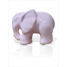 Parlak Yüzeyli Kauçuk Pabuçlu 12 cm Seramik Pembe Fil Tv Yanı Sehpa Etajer Ünite Üstü Aksesuar Biblo