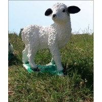 Gerçek Gibi Detayl Beyaz Koyun Yavrusu Süt Kuzu Tasarımlı İç ve Dış mekan 50 cm Mermer Bahçe Heykeli