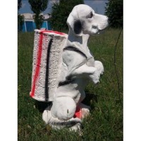 Gerçek Gibi Kemikli Köpek Tasarımlı İç ve Dış mekan 55 cm Şemsiyelik Sepetli Mermer Bahçe Heykeli