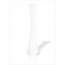 Uzun 80 cm Beyaz Fil Ayağı Konik Eğimli Daralan Boğazlı Geniş Tabanl Cam Vazo Köşe Masa Sehpa Vazosu