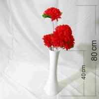 40 cm Uzun Düz Dengeli Yıkılmaz Devrilmez 5 Kırmızı Çiçekli Derin Beyaz Kaliteli Akrilik Sağlam Vazo