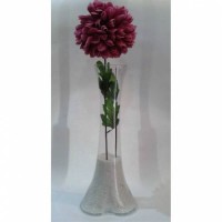 40 cm İçi Taşlı Geniş Taban Fil Ayağı Uzun Devrilmez Mor Ortanca Çiçekli Kristal Cam Islak Kuru Vazo 