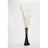 60 cm Siyah Desenli Vazo 10 Adet Krem 5 Adet Kahve Dal