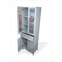 Büyük 4 Kapaklı Hastane Revir Klinik Eczane Sağlık Ocağı Kabini Tıbbi Malzeme İlaç Enjektör Dolabı