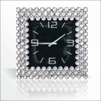 En Kaliteli Pahallı Zengin Ağır Gösterişli Misafir Hediyesi Çok Taşlı Bombe Camlı Sessiz Duvar Saati 