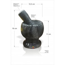 Siyah Parlatılmış Gerçek Mermer Sarımsak Kahve Baharat Çekirdek Çeşni Dövme Ezme Havan ve Tokmak