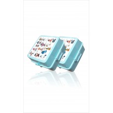 İki 2 Adet Büyük 15x15 cm Çok Gözlü Bölmeli Okul Çocuk Beslenme Yemek Saklama Kabı Kutusu Tabağı